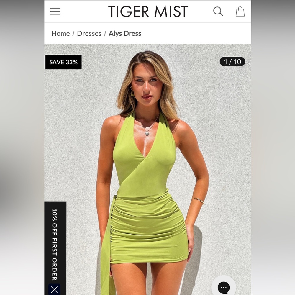 Tiger mist brand new green mini dress